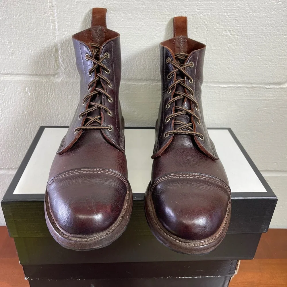 Allen Edmonds Normandy Brown Kudu Leather Cap Toe Boots Lace up Men's 11 D